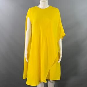 CALVIN KLEIN 205W39NYC Size 2 Yellow Silk Wool Layered Poncho Dress